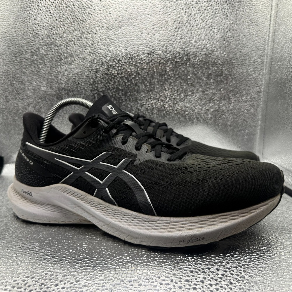 Size 11 ASICS GT-2000 12 Extra Wide Black White Mens Running Shoes 1011B686